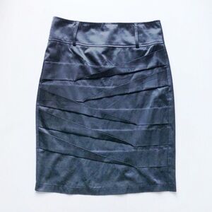 Love Culture Black Satin Horizontal Pleats Pencil Skirt Size Large
